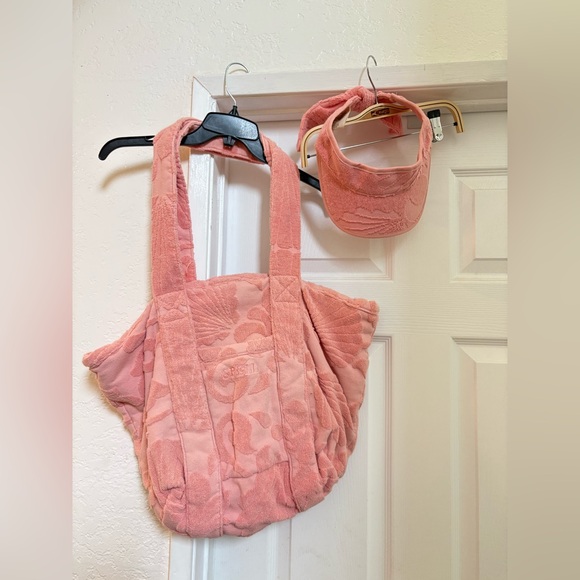 Spell Accessories - Spell And The Gypsy Matching Pink Terry Cloth Beach Bag And Visor Hat Set